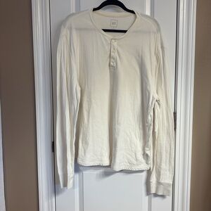 GAP Men’s Cream Long Sleeve Cotton Henley Size XL